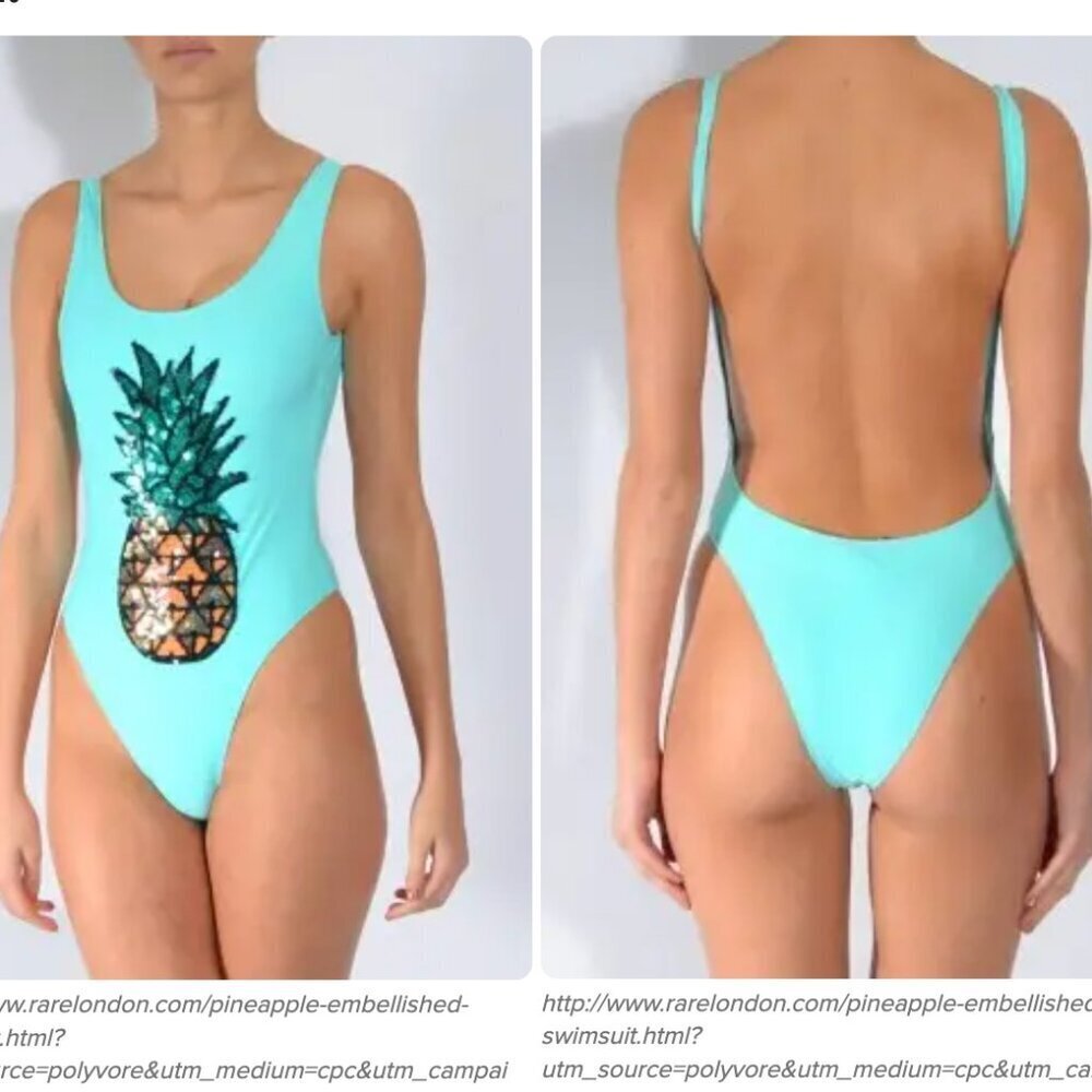 Rare London Sequin Pineapple One Piece Swimsuit - Picture 2 of 8